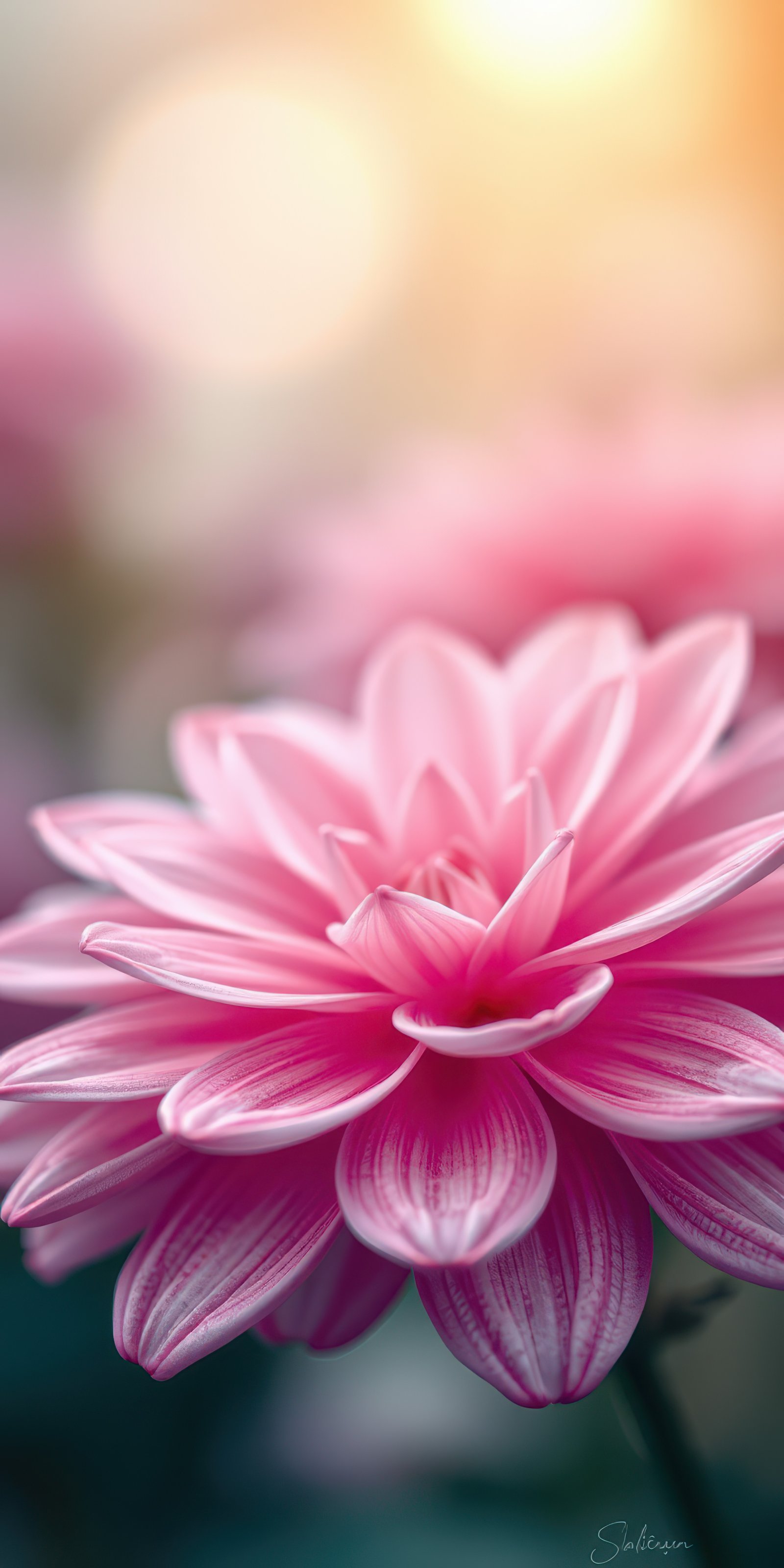 Beautiful close-up of a pink flower blooming in a soft light during the early morning hours in a serene garden setting